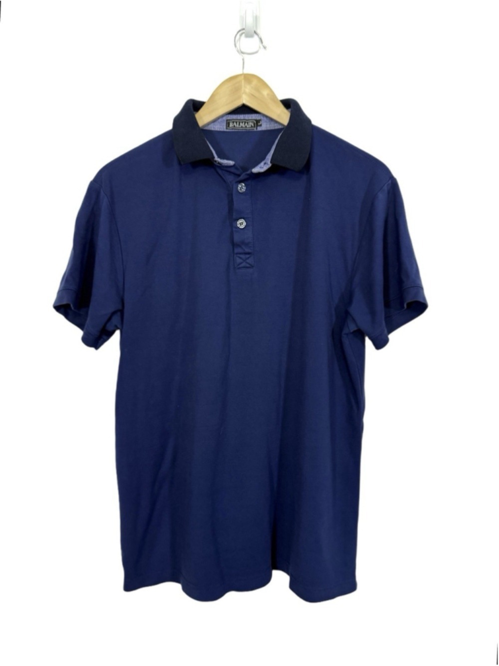 Balmain Paris Vintage Polo Shirt Men’s large Blue Logo Luxury Preppy Sporty